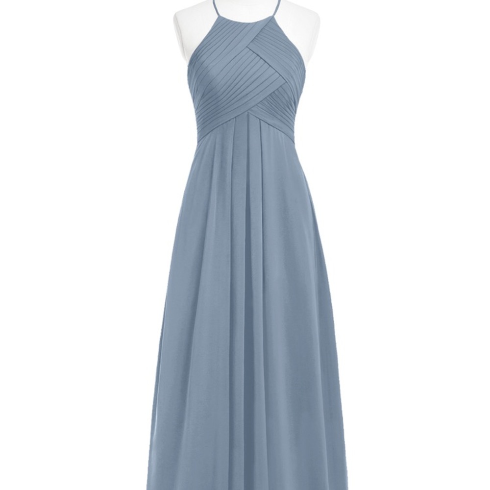 Dusty blue chiffon formal gown